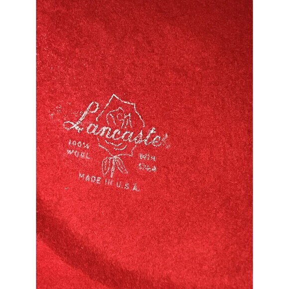 LANCASTER 100% Wool RED Hat With Feathers Black Patent Trim Made in USA - Picture 7 of 7